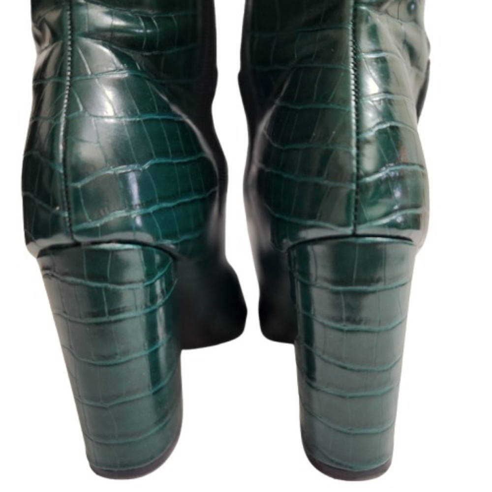 Madden Girl Ronni Dark Green Croc-embossed Knee High Boots - Picture 7 of 15
